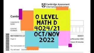 O Level Math D Paper 2 4024/21 Oct/Nov 2022