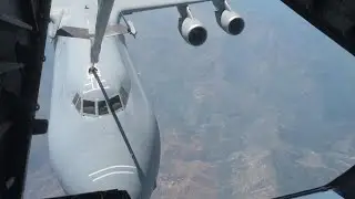 C-5M Super Galaxy and KC-10 Extender routine air refueling mission