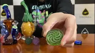 thedinonail.com-Glass Coin Spinner Channel Carb Cap