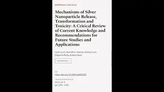 Mechanisms of Silver Nanoparticle Release, Transformation and Toxicity: A Critical Re... | RTCL.TV