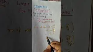 Calendar Odd days Trick#upsc#civilservices#viralvideo#mathtricks#education#rrb#tspsc#12thfail#ibps