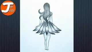 Very easy way to draw a girl with long hair backview||How to draw a girl||pencil sketching tutorial
