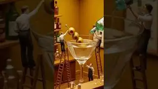 Miniature cocktail - Making Martini with olives garnish