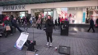Ami Alex sings Eleanor Rigby by the Beatles in Church Street Liverpool February 2023