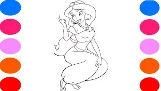 Cute Princess Jasmine  Drawing, Painting & Coloring For Kids and Toddlers_ Child Art