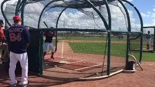 Boston Red Sox's Rusney Castillo takes batting practice during spring training 2018