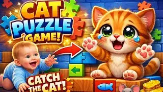 Baby Tries to Catch the Cat 😺 | Cute & Fun Puzzle Game