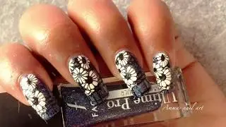 Denim Florets (Reverse stamping Nail art/Decal Nail art)