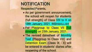 Winter Vacation Notification