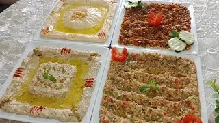 اربع انواع سلطات او مقبلات لذيذة سريعة التحضير رائعة جدا لمرافقة المشويات و جميع اطباقكم ...👍