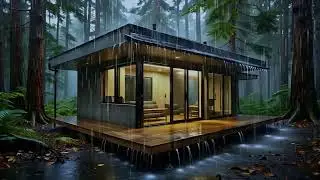 Heavy Rain in Modern Forest House &bull; Deep Sleep Rain Sounds &bull; Study, Relax, Meditation