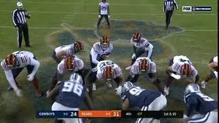 Tarik Cohen celebrates with a backflip as Mitchell Trubisky kneels down