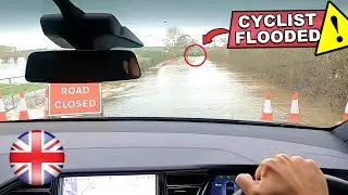 Самостоятельное вождение за велосипедистом по затопленной дороге... это безумие! | Tesla Autopilot FSD Model X UK