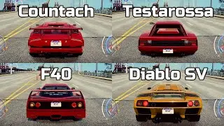 NFS Heat: Countach vs Diablo SV vs Testarossa vs F40 - Drag Race