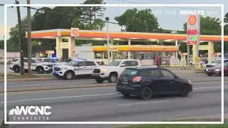 Police scene at gas station on West Sugar Creek Road