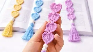 CROCHET for BEGINNERS💯✨How to Crochet Cute Bookmark✨ Crochet Heart Bookmark ⚡Step by Step