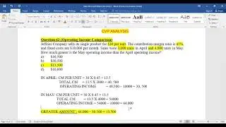 CMA USA BANGLADESH: PART 2, SECTION C, CVP ANALYSIS, MATH SOLUTIONS IN BANGLA