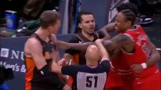 DeMar DeRozan tries to fight Mo Wagner for this clear path foul!