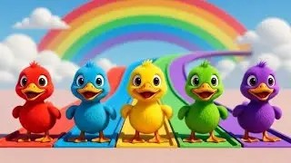 F&uuml;nf bunte kleine Enten 🦆🌈 | Farben lernen | Kinderlied Deutsch 🎶