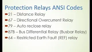 ANSI Codes for Protection Relays in Electrical Substations