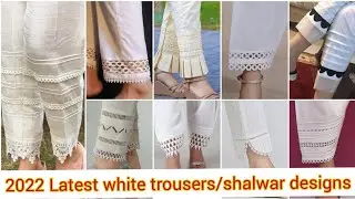 100+ Most Stylish White Trousers Designs 2022/ White Shalwar Designs/White Capri,Plazo/Women Pants