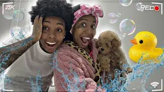 GIVING OUR PUPPY 1st BATH 🧼 !! WITH RKEMPIREE ❤️