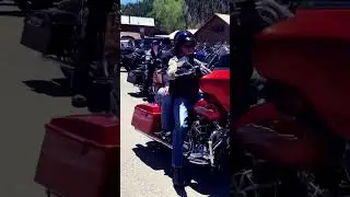 Motorcyclists cruising Red River Motorcycle Rally in New Mexico. Good times!