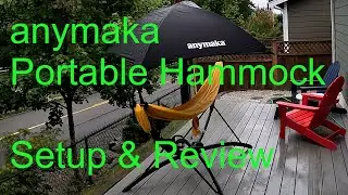 anymaka Portable Hammock Stand! w/ canopy and cupholder! review, setup and rain test