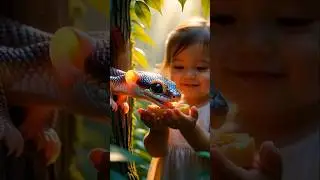 Tiny Snake & Baby Crocodile Meet a Kind Girl 🐍🐊✨ | POV Fantasy #AIAnimals #Cute #Shorts