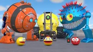 PACMAN 3D Stylized Mechanical Robot Animation | Retro Sci-Fi Motion Experiments Live