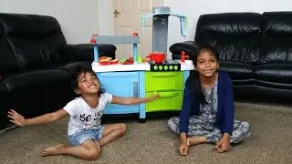 Little Girls Unboxing and Assemble Toy Kitchen | Chad Valley Kids Cooking Playtime