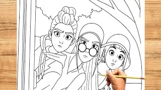 Drawing Sketching Girls Looking at Kpop Demon Hunters