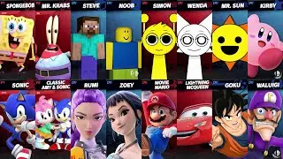 NEW Sonic vs Mario vs Roblox vs Minecraft vs Car vs Fortnite vs Goku in Super Smash Bros Ultimate