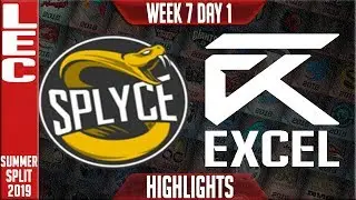 SPY vs XL Highlights | LEC Summer 2019 Week 7 Day 1 | Splyce vs Excel Esports