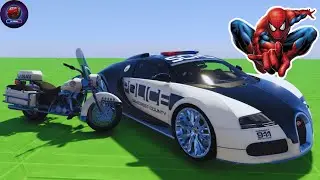 SPIDER-MAN'S ACTION-PACKED ADVENTURE WITH POLICE CARS AND MOTORCYCLES IN GTA 5!!🕷️