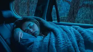 Deep Sleep Therapy with Heavy Rain & Thunder Sounds on Cabin Car Cozy in Rain forest at Night | ASMR