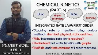 CHEMICAL KINETICS | INTEGRATED RATE LAW:FIRST ORDER GRAPHS | HALF LIFE & TIME CONSTANT | ECHO PART-6