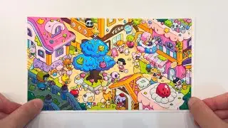 ASMR peeling stickers | Let&rsquo;s Building A Candy Town Scene | DIY Scene Sticker