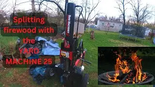 The Yard Machine log splitter cutting it up.💥