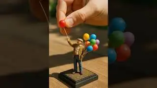 Miniature Balloon Seller Holding Colorful Balloons #minifigurelife #miniatureart #balloondiorama
