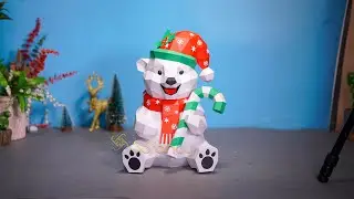 DIY Christmas Polar Bear Papercraft | Step-by-Step 3D Holiday Decoration Tutorial