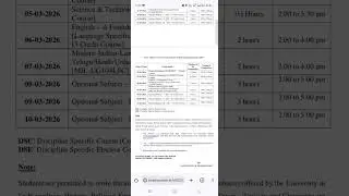 Braou ug exams timetable/ 1st sem/ 3rd sem/ 5th sem/ b.a/ b.com/ b.sc