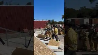 Roof Ventilation Training at the Fire Academy🔥  #fireacademy #firefighter #fire