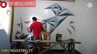 DIY |  3D GEOMETRIC WALL PAINTING | ROOM MAKE OVER LOW BUDGET