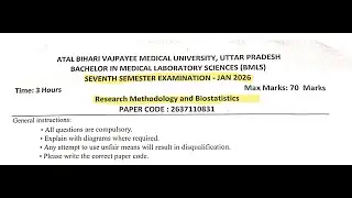 BMLS 7th Semester | Research Methodology & Biostatistics | Main Exam Question Papers 2021&ndash;22