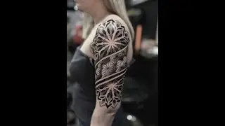 Mandala Upper Arm Tattoo | Partly Freehand Time-Lapse by Lacy