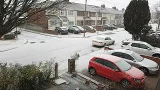 Snow Falling Southall London UK