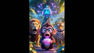 शेर हैरान 😲| AI Jungle ka Sabse Smart Plan| 🐒🐒🐯🦁🐱🐅🐆#shorts #monkeystory