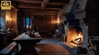 5 HOURS of Medieval Relaxing Fireplace and Rain Sounds - Burning Fireplace & Rain Sounds (NO MUSIC)
