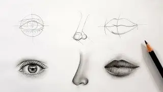 Get great at drawing face parts (Eyes Nose and Iips) practise with me